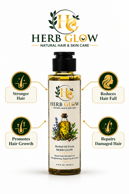 Herb Glow Herbal Hair Oil – 100% Natural | Hair Growth & Strength