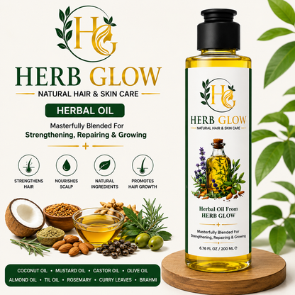 Herb Glow Herbal Hair Oil – 100% Natural | Hair Growth & Strength