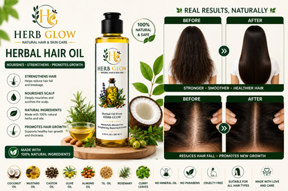 Herb Glow Herbal Hair Oil – 100% Natural | Hair Growth & Strength